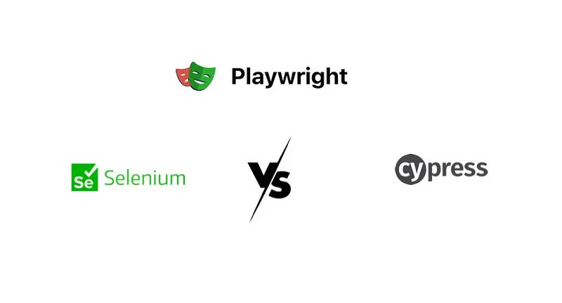 Selenium, Cypress, Playwright 로고를 나란히 비교한 이미지
